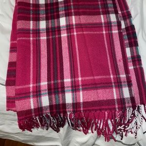 NWT J.Crew CLASSIC PLAID SCARF pink/white